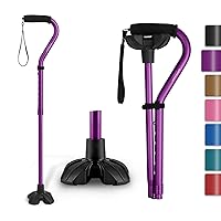 G1 Walking Cane for Women & Men, Lightweight & Sturdy Offset Walking Stick, Large Quad Base Walking Cane with Autonomous Standing for Seniors and People with Leg Injuries