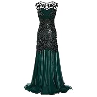 Women's Elegant V-Neck Sleeveless Sequin Sheer Mesh Patchwork Evening Party Dress Cocktail Wedding Guest Chiffon Dress