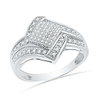 Sterling Silver Round Diamond Sqaure Fashion Ring (1/4 Cttw)