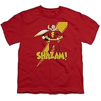 Shazam Youth Size Comics Superhero Kids T-Shirt, Youth Small (6-8) Black
