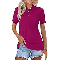 Polo Shirts for Women Short Sleeve Collared Work Golf Shirt Button Down Business Casual Tops Workout Summer Blouses