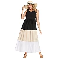 Woman Within Women's Plus Size Colorblock Tiered Dress