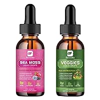3000mg Black Seed Oil & Sea Moss Liquid Drops + Balance of Natural Fruit and Vegetable Vitamins Drops Supplement