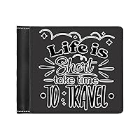 Time to Travel Men's Wallet - Quote Wallet - Cool Design Wallet - Black