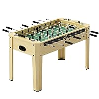 KIMQIN 56 Inch Foosball Table, Indoor Game Table w/ 4 Balls for Adults and Kids, Wooden Soccer Table for Bars, Arcade Game Room with Foosball Accessories and 2 Built-in Drink Holes