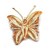 NOVICA Handmade Gold Vermeil Filigree Brooch Pin Plated Butterfly .925 Sterling Silver No Stone Peru Animal Themed [1 in L x 0.9 in W] 'Wings'
