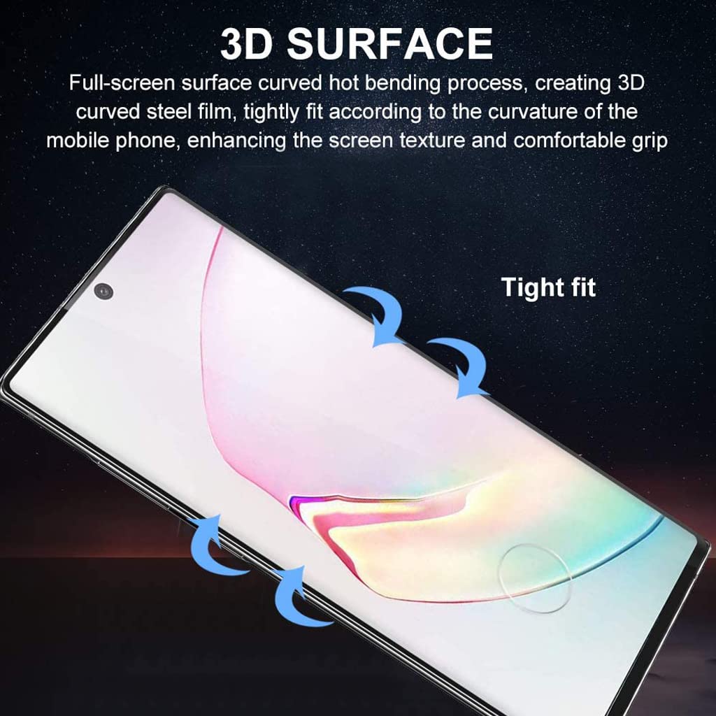 Micger Galaxy Note 10 Screen Protector【2+2 Pack】 With Camera Lens Protector, Easy installation, 3D Glass 9H Hardness Tempered Glass Screen Protector for Samsung Galaxy Note 10