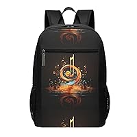 Music Symbol Print Simple Sports Backpack, Unisex Lightweight Casual Backpack, 17 Inches