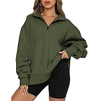 Women's Casual Sweatshirts 1/4 Zipper Long Sleeve Fall Top Oversized Pullover Tunics Teen Girls Fall Y2K Clothes