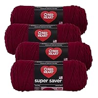 Red Heart Super Saver Yarn (4-Pack of 7oz Skeins) (Burgundy)