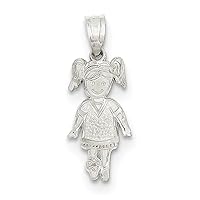925 Sterling Silver Solid Satin Polished Sports Girl Charm Pendant Necklace Measures 20x10mm Wide Jewelry for Women