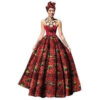 Womens African Dress Dashikis Print Gown Party Dress Maxi and Strapless Women Clothing