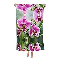 Orchid Print Beach Towel Adults Teens Boys Quick Dry Absorbent Pool Swimming Bathroom Beach Towel