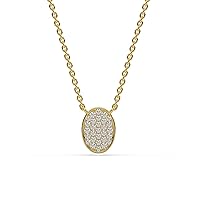 18K Yellow Gold Diamond Filled Oval Pendant Gift For Mother With Moissanite Round Cut 0.87TCW Colorless Diamond