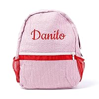 Personalized Backpack.Diaper Bag, Back To School.Personalized Hand Embroidered Backpack.Personalized Kids Backpack.Book Bag (Red,Custom Name)