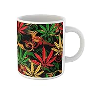 Coffee Mug Green Rasta Abstract From Marijuana Cannabis on Rastafarian Colors 11 Oz Ceramic Tea Cup Mugs Best Gift Or Souvenir For Family Friends Coworkers