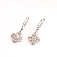 Rose Gold Plated Pave Clover Hook Earring
