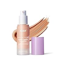 Crystal Glow Peptide-Infused Foundation, 2-in-1 Multitasking Korean Makeup with Blurring Face Primer, Luminizer, Hydration & Skin Defense for a Flawless Finish, 1.01 Oz, Light Cool