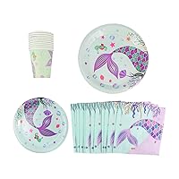 30Pcs Mermaid Party Paper Cup Plate Set Christmas Ornaments Christmas Mermaid Party Decorations Mermaid Birthday Party Decorations Cake Plates Cake Decorating Baby Dessert Props
