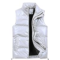 WENKOMG1 Mens Shinning Puffer Vest,Sleeveless Winter Fall Reflective Padded Down Outerwear Lightweight Packable Vest