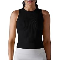 Crop Top Athletic Shirts for Women Cute Sleeveless Yoga Tank Tops Solid Color Running Gym Slim Fit Workout Shirts