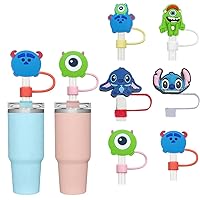 Silicone Straw Cover Cap for Stanley Cup,Straw Topper 10mm 0.4in Dust-Proof Reusable Straw Tips Lids,cute Cartoon Straw Covers Cap 6 PCS (mike)
