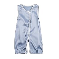 Newborn Baby Boy Jumpsuit, Silk Outfits Infant Boy Sleeveless Romper Jumpsuit Button Down