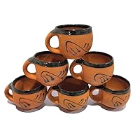 Reusable Natural Clay Mud Tea Coffee Cup Set of 6 for Health Benifit 125ml