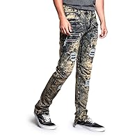 Victorious Ribbed Thigh Layered Knee Slim Fit Moto Style Jeans