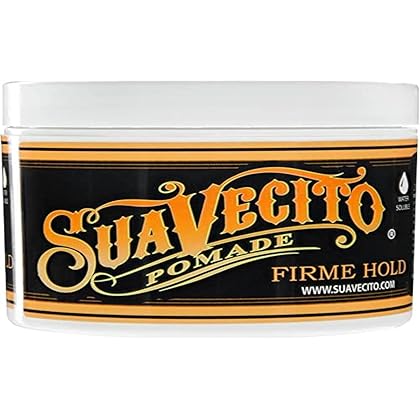 Suavecito Pomade Firme Strong Hold 4 oz 1 Pack For Men - Medium Shine Water Based Wax Like Flake Free Hair Gel Easy To Wash Out All Day Styles