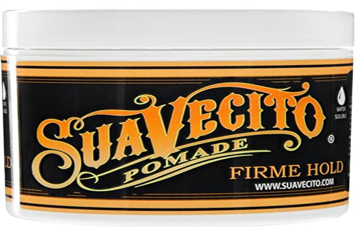 Suavecito Pomade Firme Strong Hold 4 oz 1 Pack For Men - Medium Shine Water Based Wax Like Flake Free Hair Gel Easy To Wash Out All Day Styles