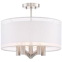 Possini Euro Design Caliari Modern Ceiling Light Semi Flush Mount Fixture Brushed Nickel 18