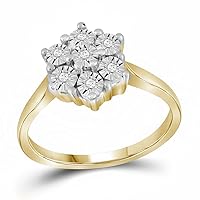 The Diamond Deal Yellow-tone Sterling Silver Womens Round Diamond Illusion-set Flower Cluster Ring 1/10 Cttw