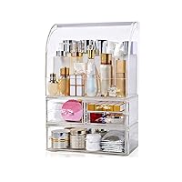 Cosmetic Organizers,Acrylic Organizer, Anti-Dust Makeup Organizer Box with 3 Layers and Closable Lid, Large Capacity