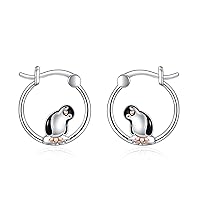 Penguin Gifts 925 Sterling Silver Penguin Hoop Huggie Dangle Drop Earrings Animal Jewelry Gifts for Women Girls