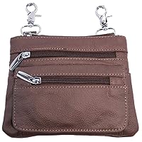Silver Fever® Leather Bike Rider Accordion Bag Cross Body Belt Phone Pack Pouch (Brown)