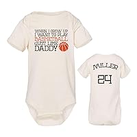 Baffle Custom Basketball Onesie, WHEN I GROW UP, BASKETBALL LIKE DADDY (Name & Number On Back), Jersey Style Personalization