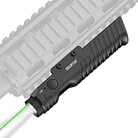 Solofish 1450 Lumens Light Laser Combo Compatible with Picatinny Rail, Tactical Flashlight and Green Laser Sight with Strobe for Rifle, Anti-Slip Cover Design, Rechargeable