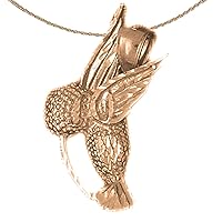 Hummingbird Necklace | 14K Rose Gold Hummingbird Pendant with 18