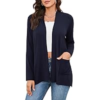 TASAMO Women's Casual Lightweight Cardigan Long Sleeve Open Front with Pockets Cozy Soft Knitted Drape Fall Flowy Cardigan