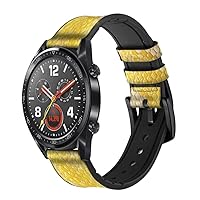 CA0416 Yellow Snake Skin Graphic Printed Leather & Silicone Smart Watch Band Strap for Wristwatch Smartwatch Smart Watch Size (20mm)