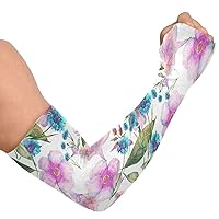 Gardening Sleeves Farm Sun Protection Cooling Arm Sleeves for Women Men with Thumb Hole Floral Pattern