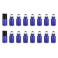 20 Pack Set 2ML(5/8 Dram) Micro Mini Glass Roll-on Glass Bottles with Metal Roller Balls - Refillable Slim Sample Vial Aromatherapy Essential Oil Roll On(2ML Blue)
