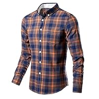 Men' Casual Four Plaid Shirt QualityMen' Cotton Long Sleeve Button Down Business