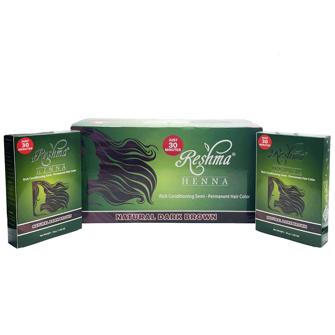 Reshma Beauty 30 Minute Henna Hair Color Infused with Goodness of Herbs (Dark Brown, Pack Of 12)
