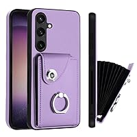 Case for Samsung Galaxy S24, Premium PU Leather Wallet Case with[6 Card Slots][Kickstand] Magnetic Closure Shockproof Women Men Protective Cover for Galaxy S24, Purple YBQ
