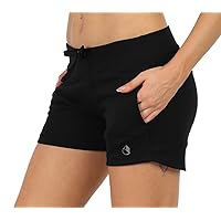icyzone Athletic Lounge Shorts for Women - Running Jogging Workout Sweat Shorts with Pockets 3''