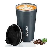 Stainless Steel Vacuum Insulated Reusable Coffee Cup 13oz &18 oz - Travel Coffee Mug Spill Proof with Lid - Cup for Keep Hot/Ice Coffee,for Car/Outdoor/camp/Office/School(purplish blue18oz)