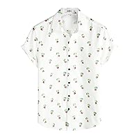 VATPAVE Mens 100% Cotton Hawaiian Shirts Floral Short Sleeve Button Down Shirts Summer Beach Shirts