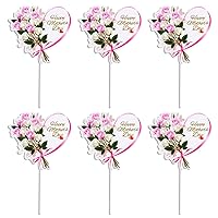 12pcs Mothers Day Toppers Happy Mother's Day Cake Topper Happy Mothers Day Topper for Flowers Pink Heart Mothers Day Picks for Mothers Day Cake Decorations Happy Mothers Day Cake Decorations